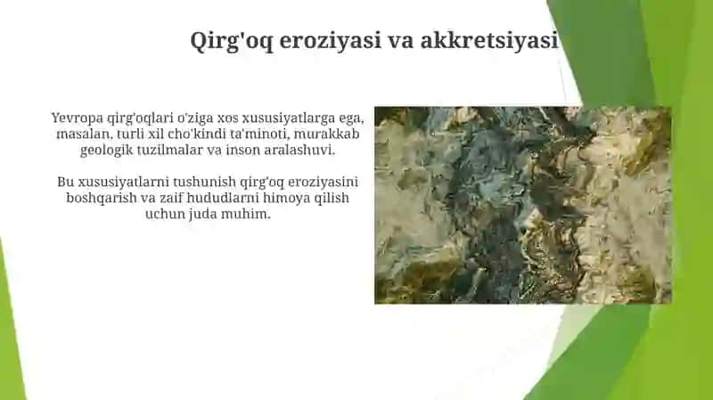 Yevrosiyo materigi qirgʻoq tuzilishining oʻziga xosligi 3