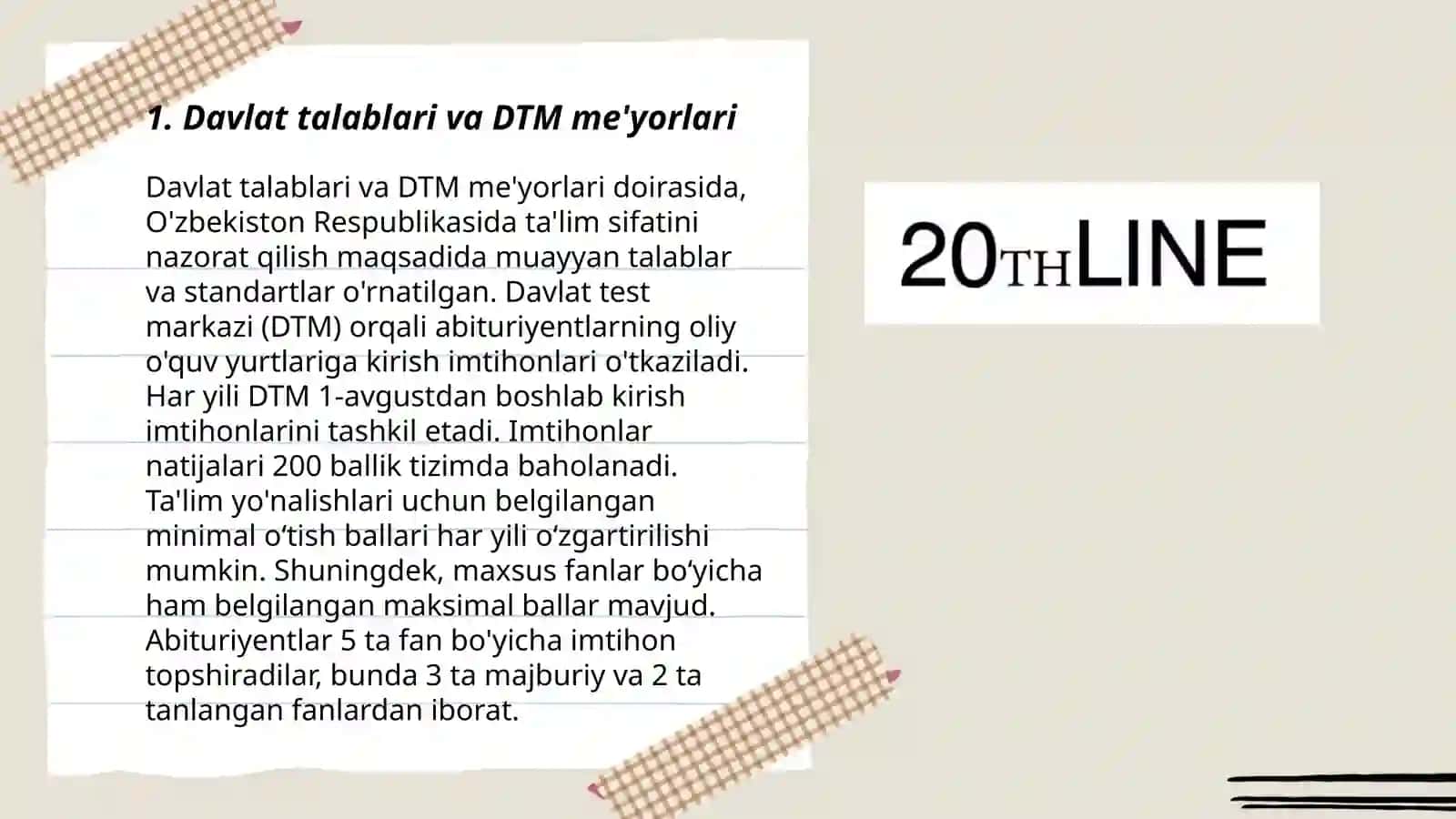 Davlat talablari va DTM me'yorlari 3
