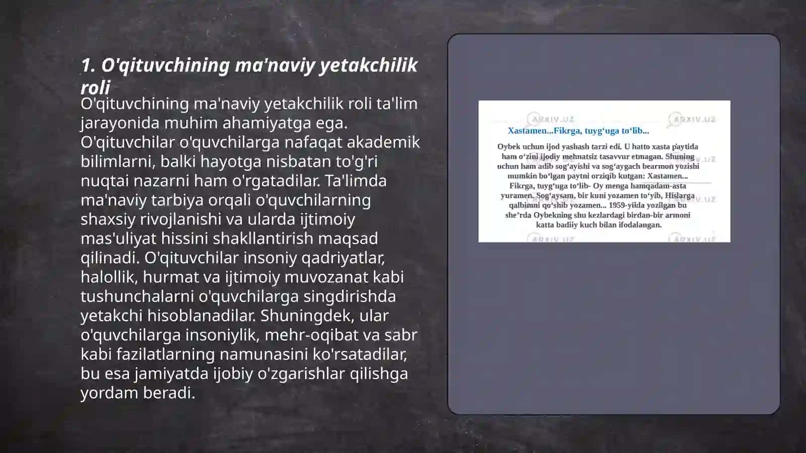 O'qituvchining jamiyatda tutgan o'rni 3