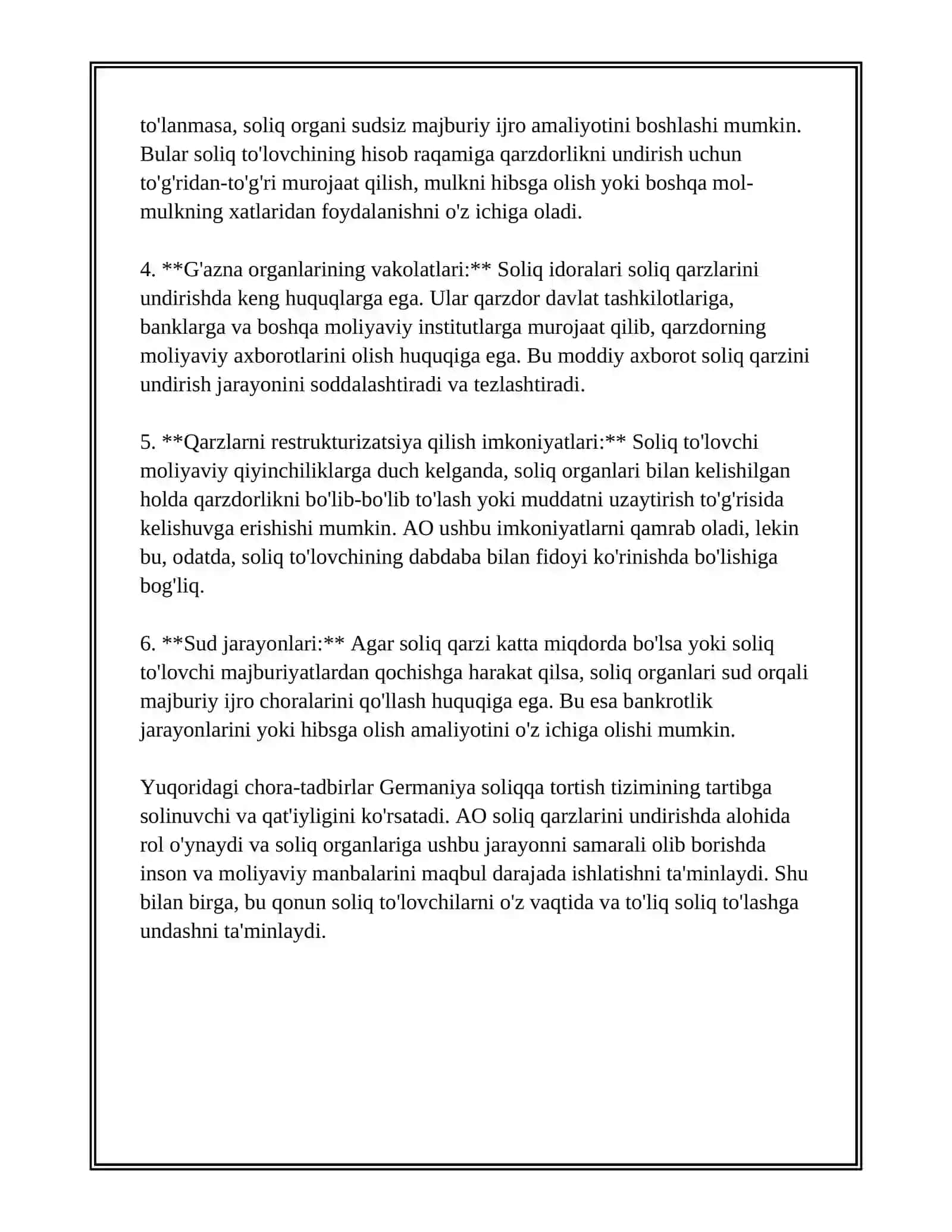 GERMANIYA FEDARATIV RESPUBLIKASIDA SOLIQ QARZINI UNDIRISH TARTIBI 3