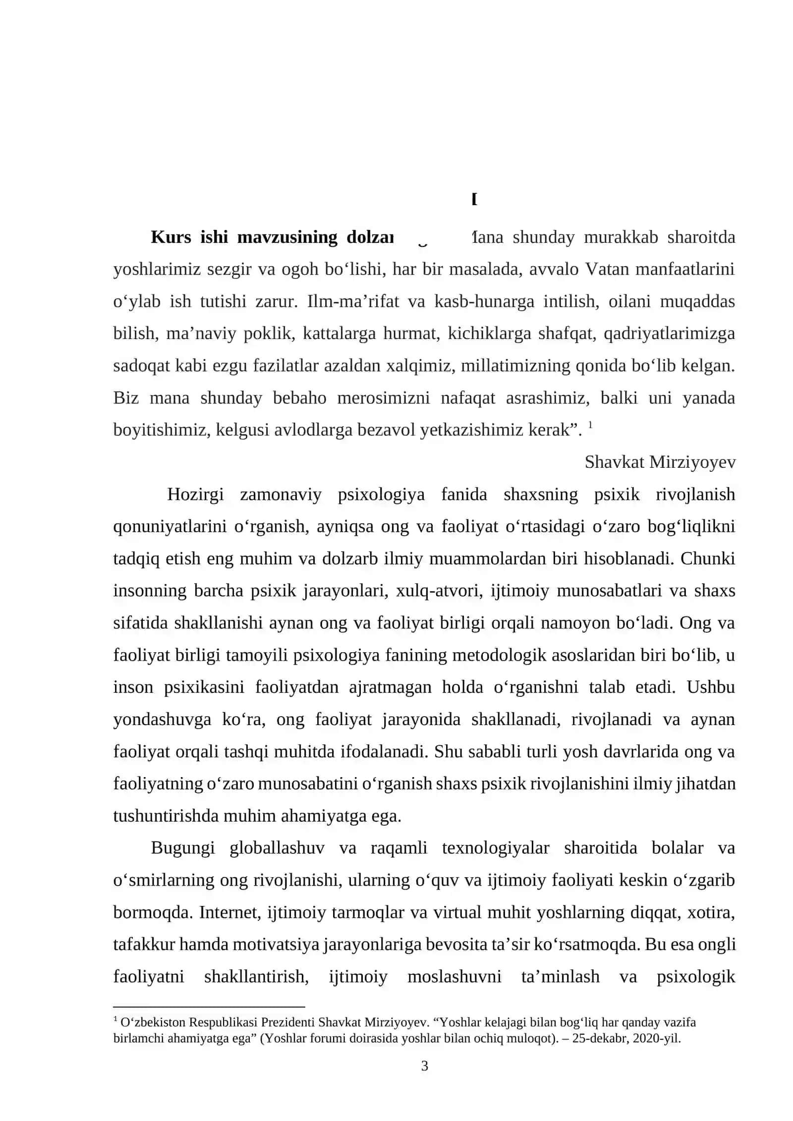 "Turli yosh davrlarida ong va faoliyat birligi" 3