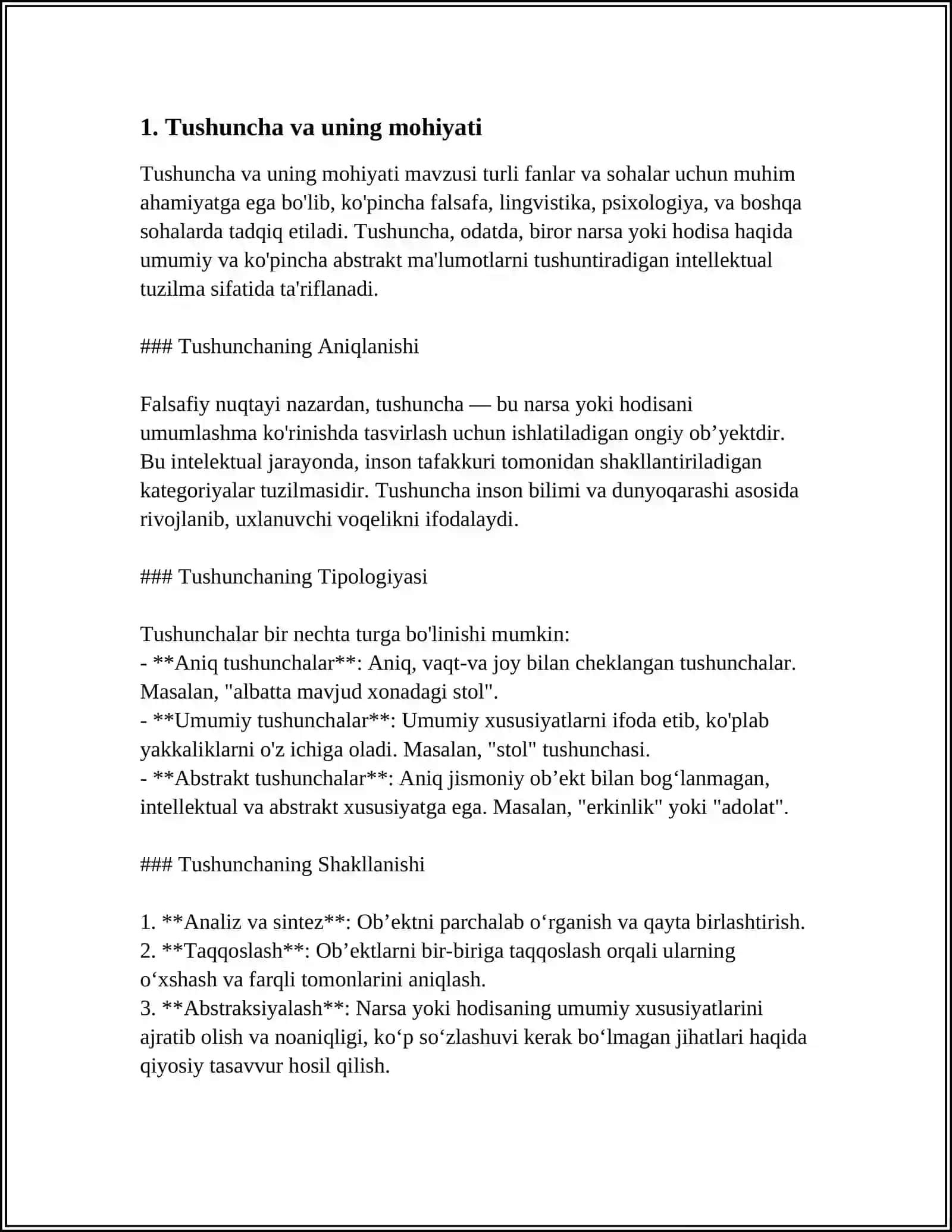 TUSHUNCHA-PREDMETNING UMUMIY, MUHIM BELGILARINI AKS ETTIRUVCHI MANTIQIY SHAKL 3