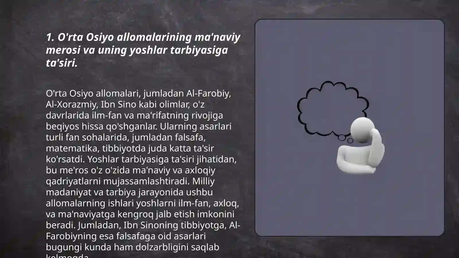 Yuksak ma'naviyatli yoshlarni tarbiyalashda O'rta Osiyo allomalarining ilmiy merosining tutgan o'rni 3