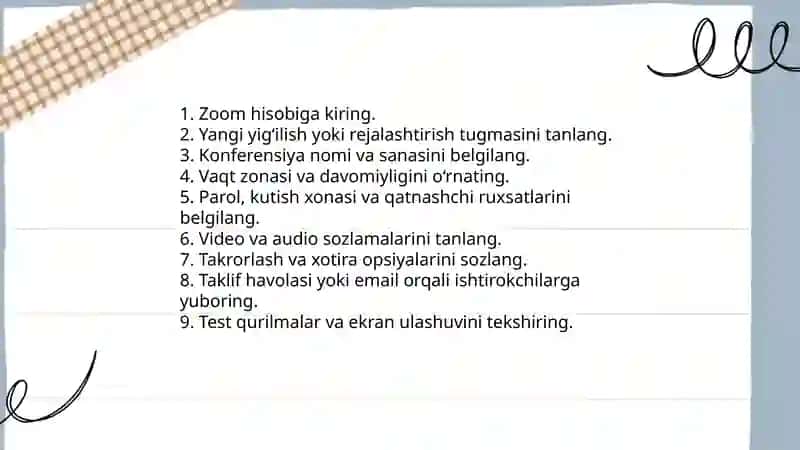 Zoom platformasida konferensiya yaratish va boshqarish 3