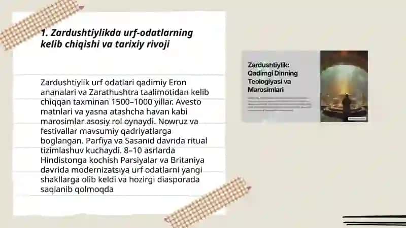 Zardushtiylik taʼlimotida urf-odat, marosimlar, ma'naviy- axloqiy qarashlar 3