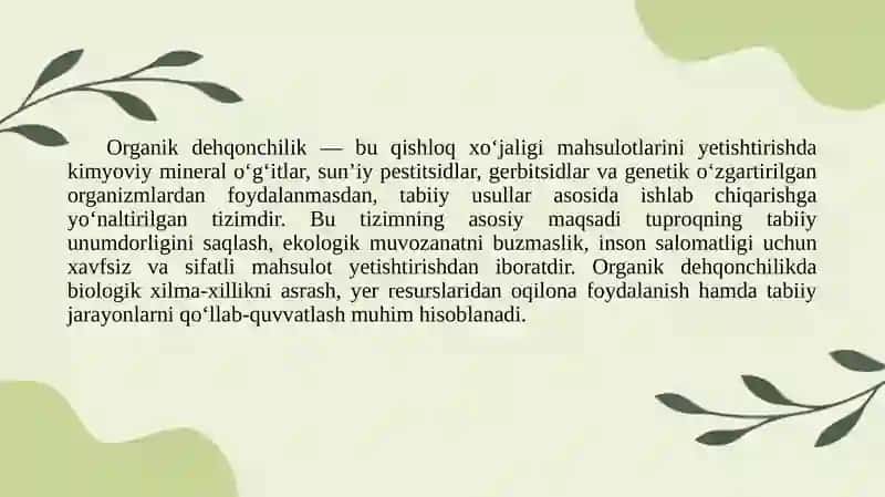Organik dehqonchilik qilinadigan yerlarda don-dukkakli ekinlarni yetishtirish 3