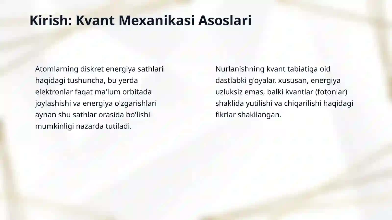 Nurlanishning kvant nazariyasi: Spontan va majburiy nurlanish (Eynshteyn koeffitsiyentlari). 3