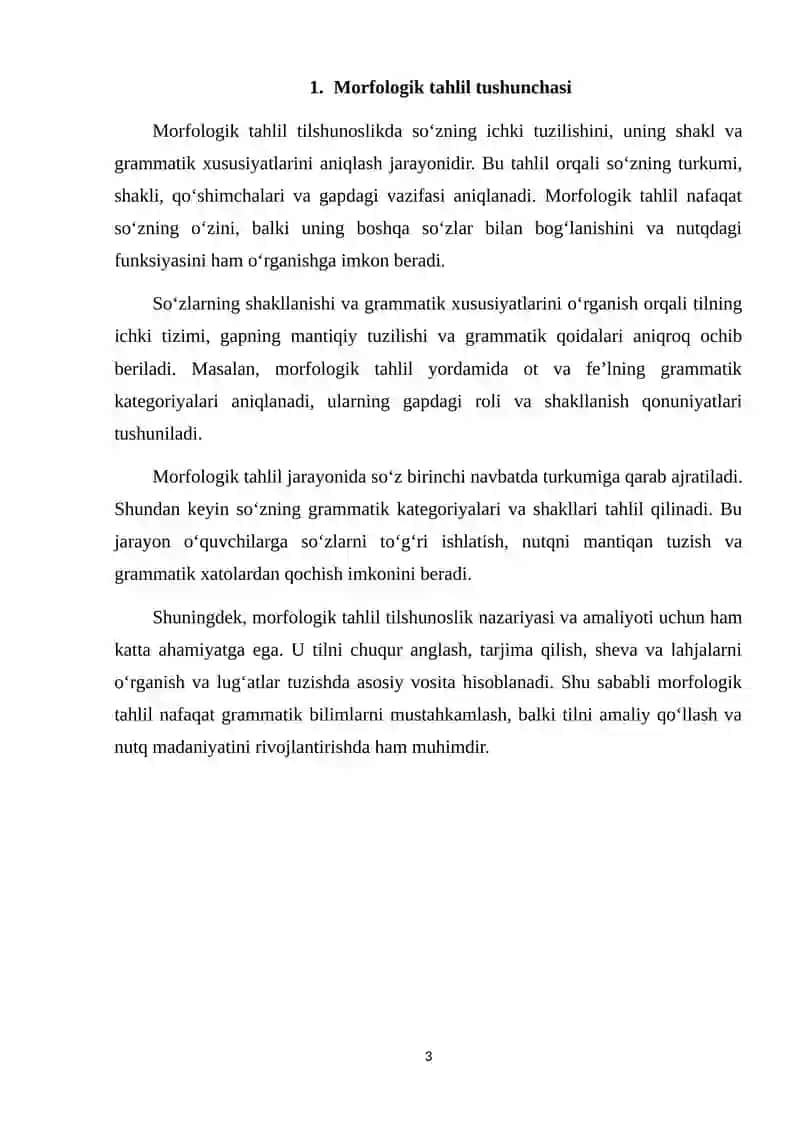 Morfologik tahlil. Sifat va son 3