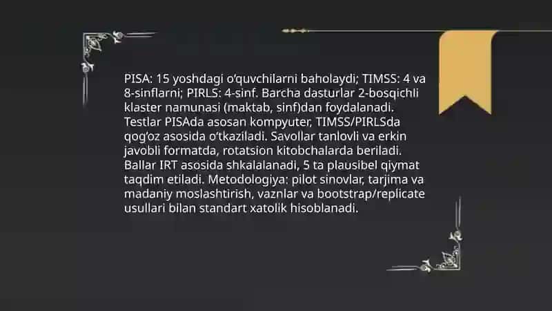Talabalar bilim, koʻnikma va malakalarini tashxis qilishda diagnostik baholash usullari 3