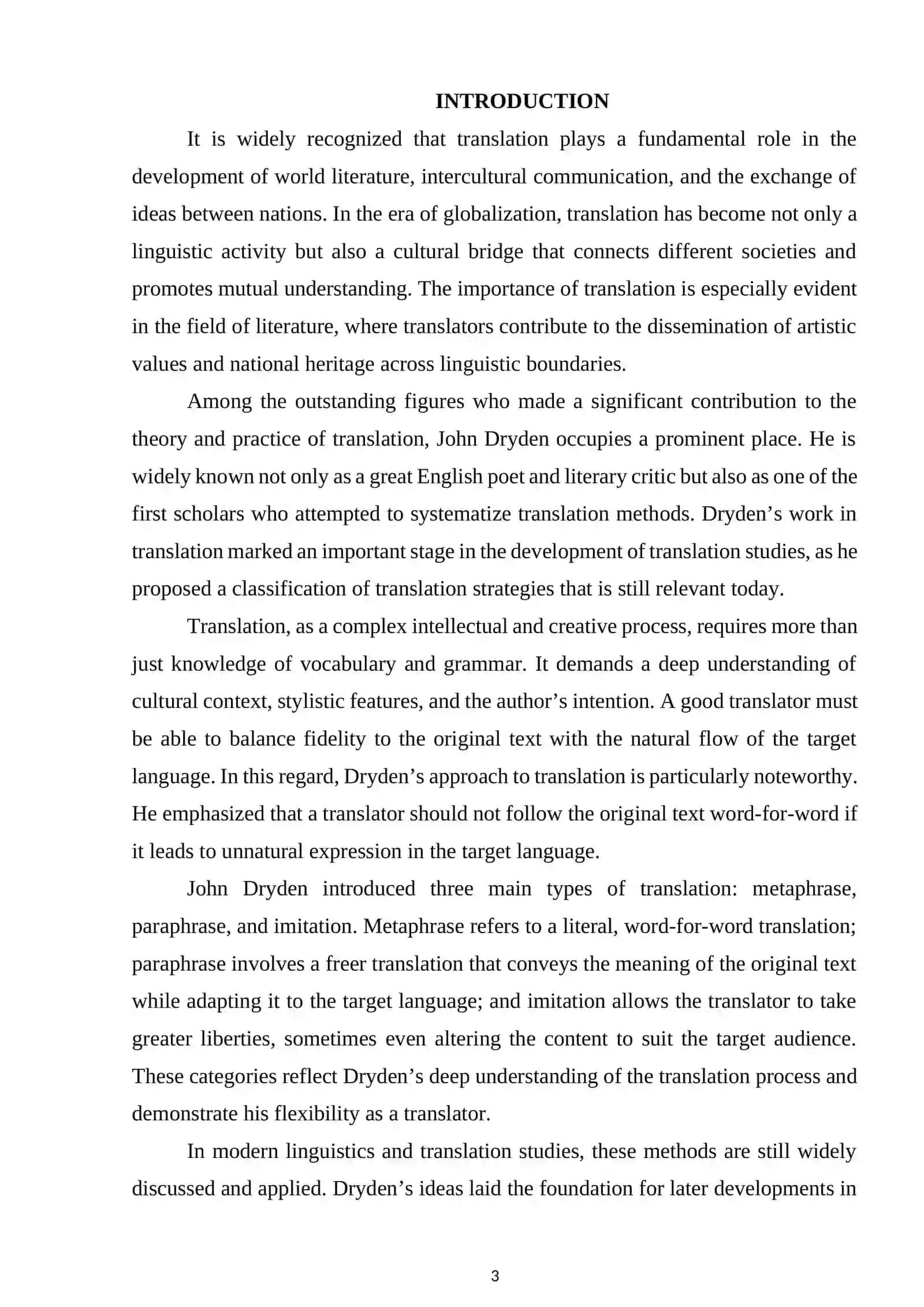 COURSE WORK on the theme: DRYDEN AS A TALENTED TRANSLATOR 3
