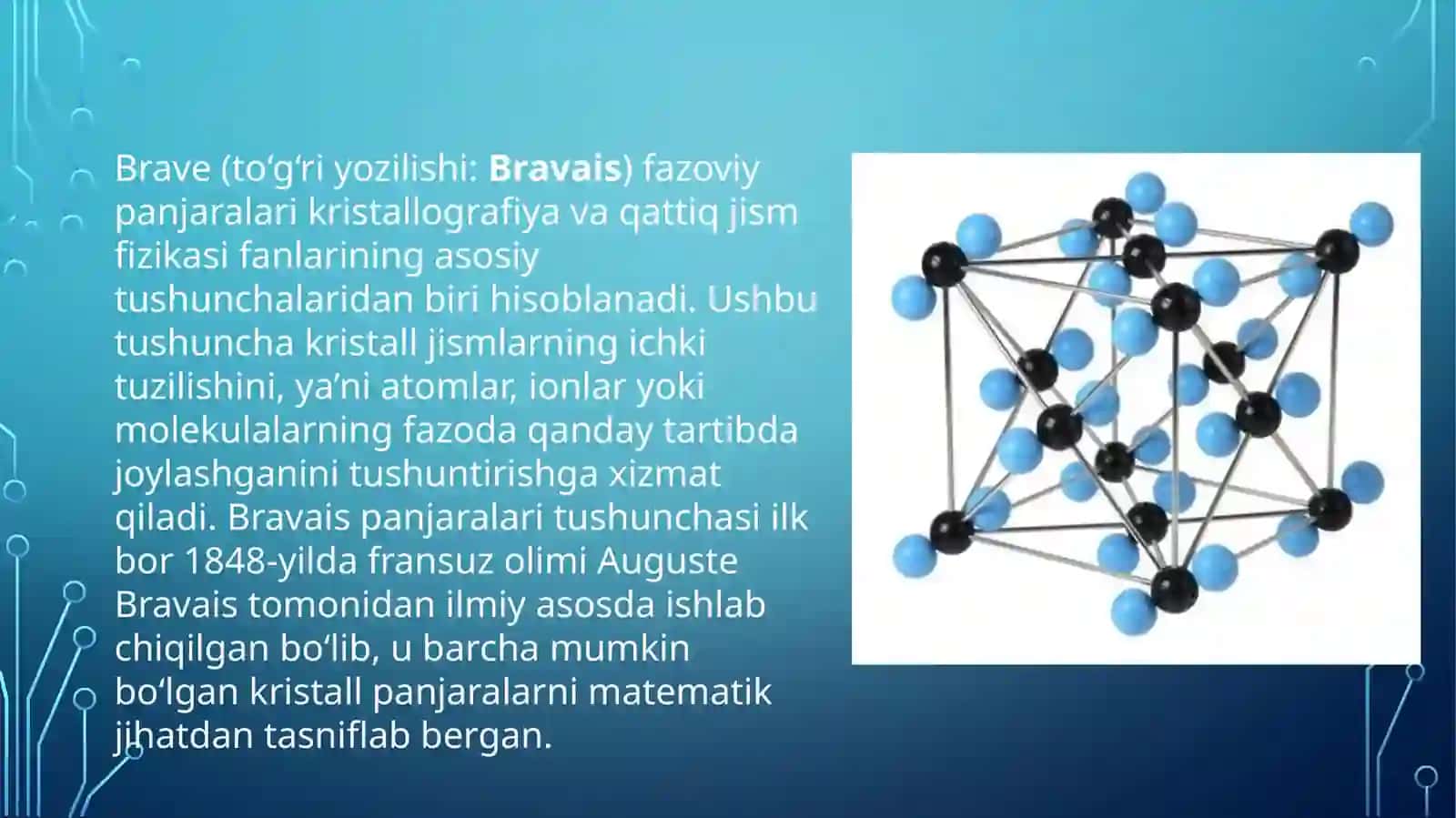 Brave fazoviy panjalar klassifikatsiyasi.Kristallardagi nuqsonlar 3