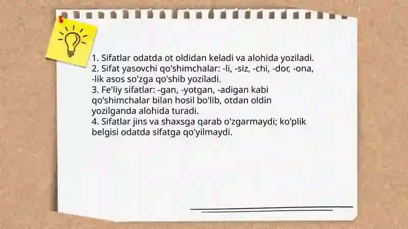 Sifatlarning imlosi 3