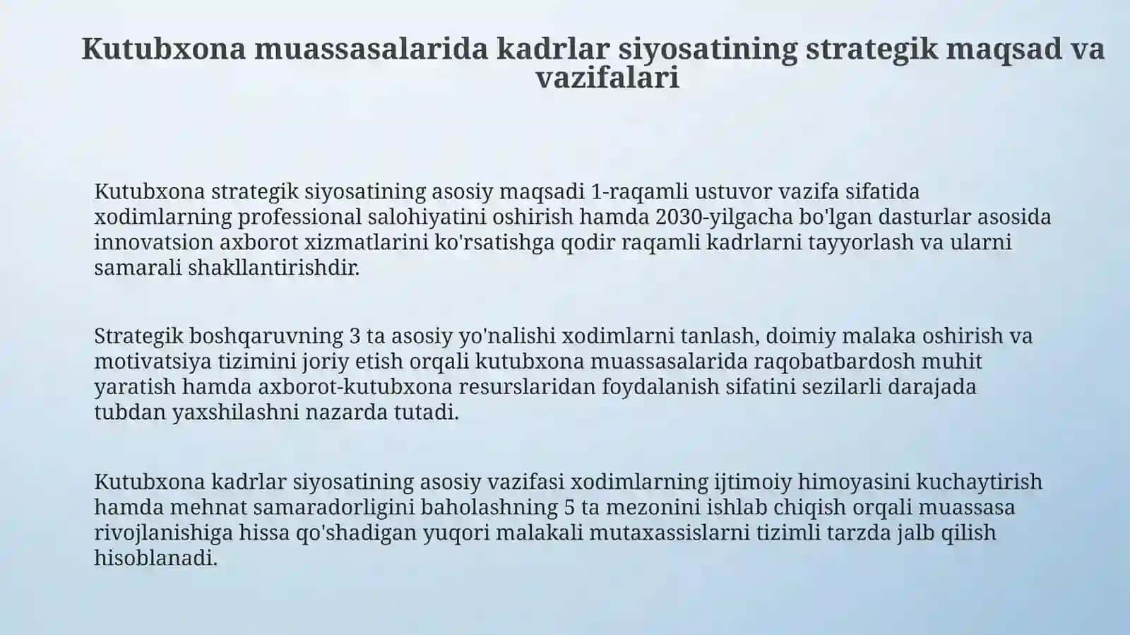 Kutubxona -axborot muassasalarida xodimlarni boshqarishning vazifalari va usullari 3