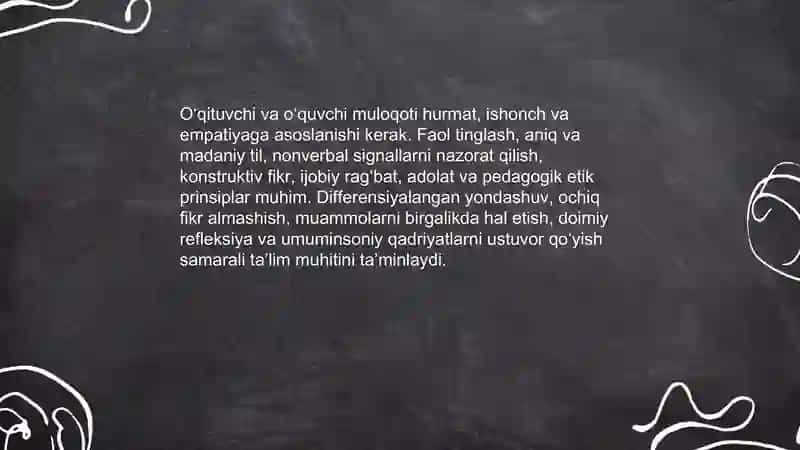 Oʻqituvchi va oʻquvchi oʻrtasida muloqot madaniyati asoslari 3