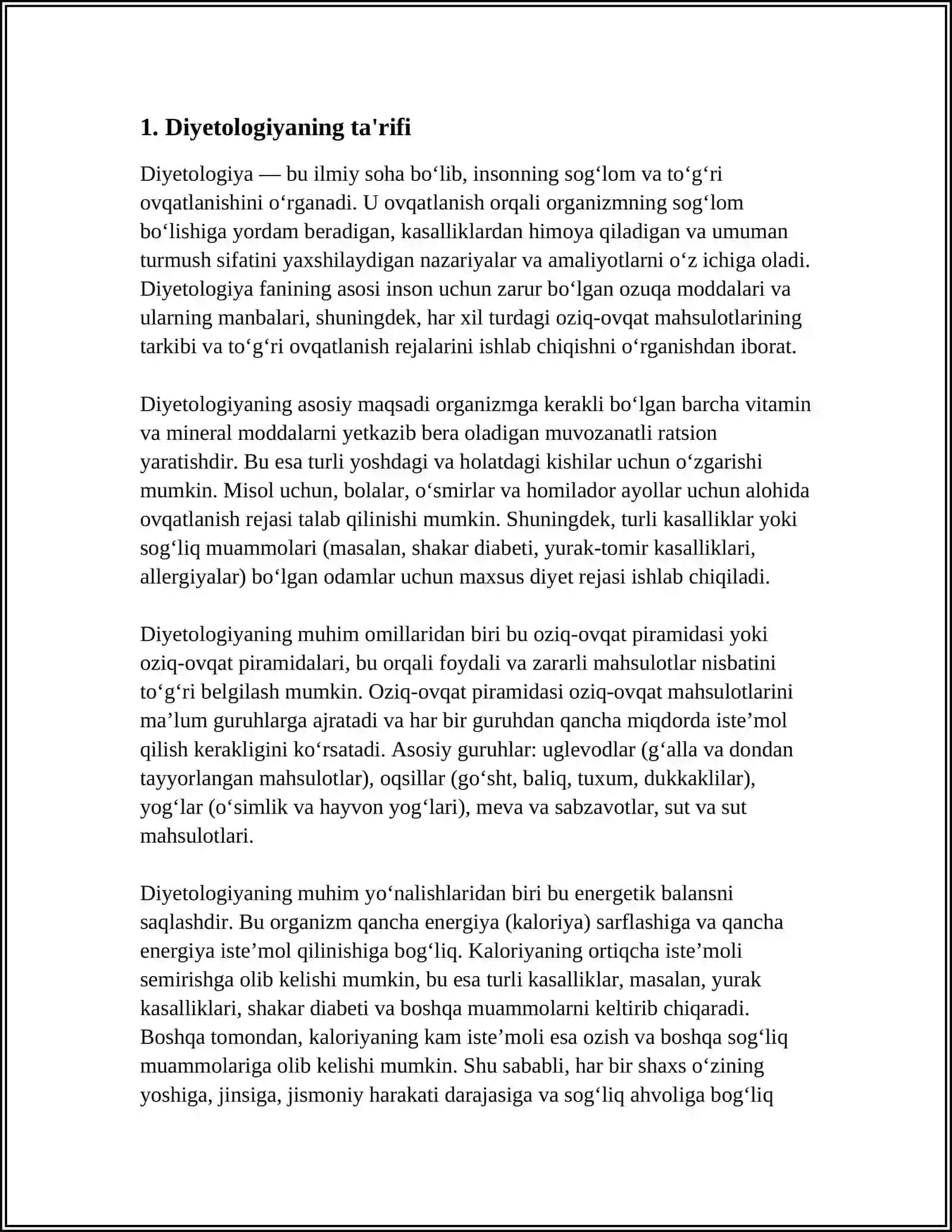 DIYETALOGIYA HAQIDA ASOSIY TUSHUNCHALAR VA UNING ASOSIY YUNALISHLARI 3