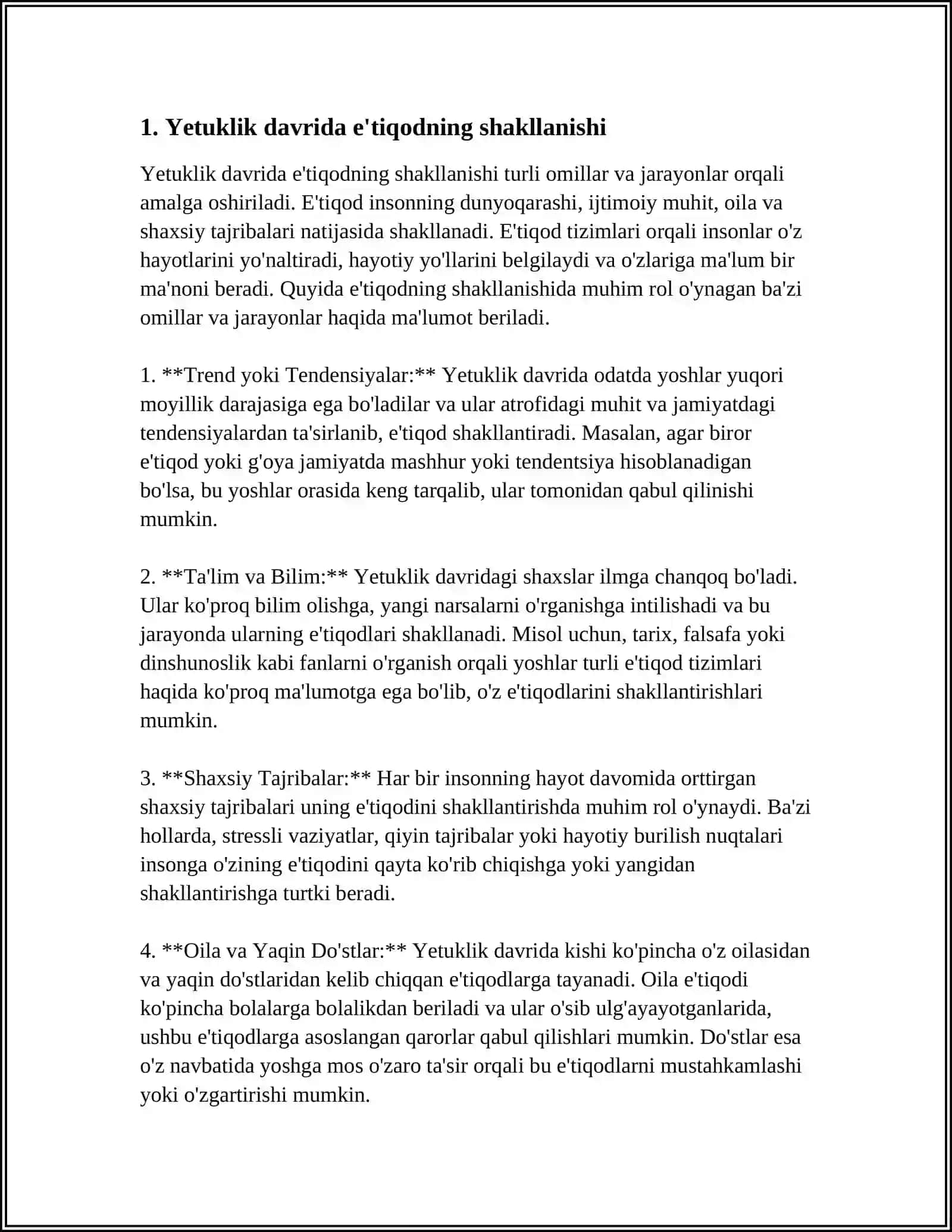 YETUKLIK DAVRIDA E'TIQOD VA DUNYO QARASHI. YOSHLIK DAVRIDAGI HAYOT VA FAOLIYAT. ILK ÕSPIRINLIK DAVRIDAGI INQIROZLAR. ILK ÕSPIRINLIK VA KASB TANLASH 3