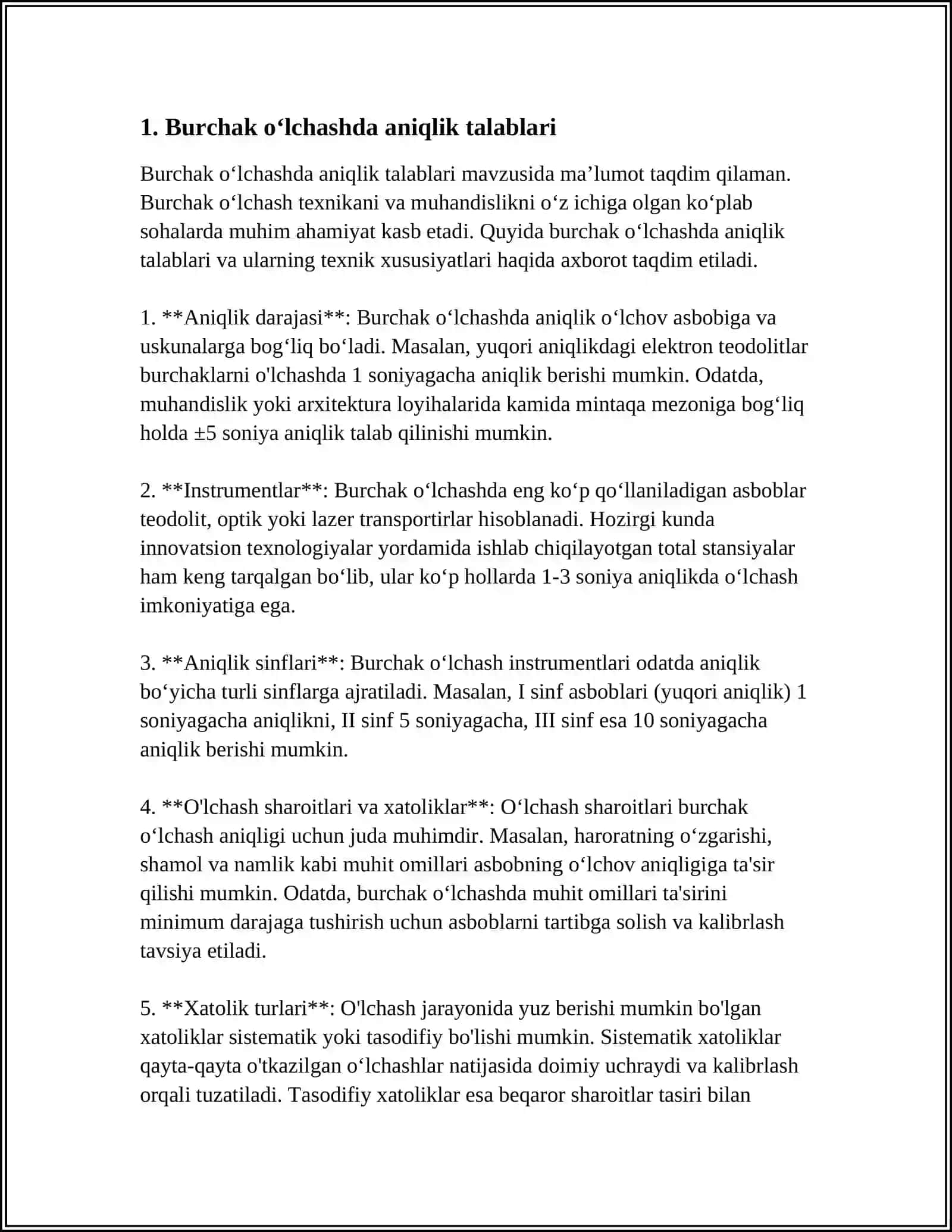 YUQORI ANIQLIKDA BURCHAK OʻLCHASHDA XATOLAR MANBAI VA ULARNI KAMAYTIRISH USULLARI 3