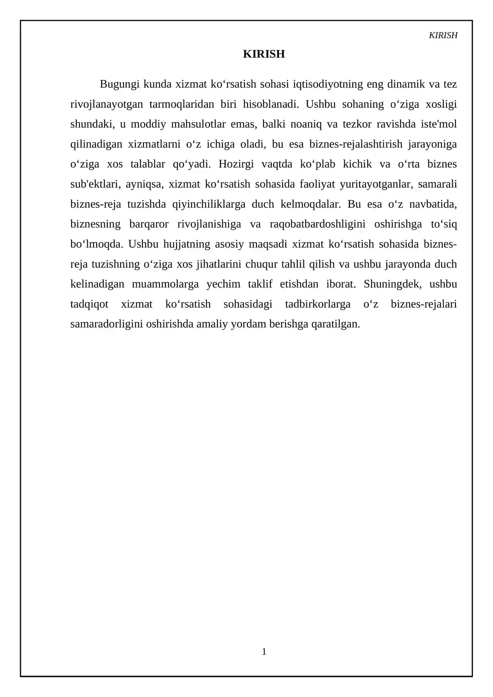 Xizmat ko‘rsatish sohasida biznes-reja tuzishning o‘ziga xos jihatlari 3