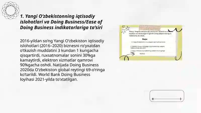 Yangi O‘zbekistonning iqtisodiy islohotlari va Doing Business/Ease of Doing Business indikatorlariga ta’siri 3