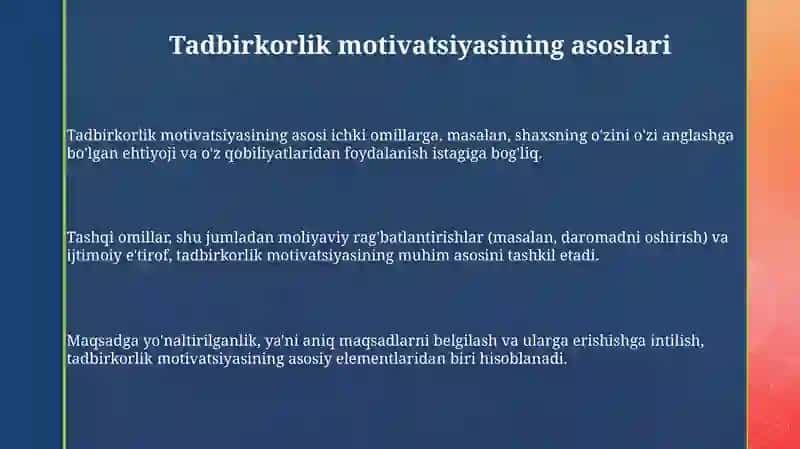 Tadbirkorlik faoliyati motivatsiyasi 3