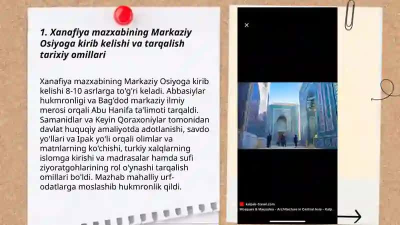Markaziy Osiyo tarixida Xanafiya mazxabining o'rni 3