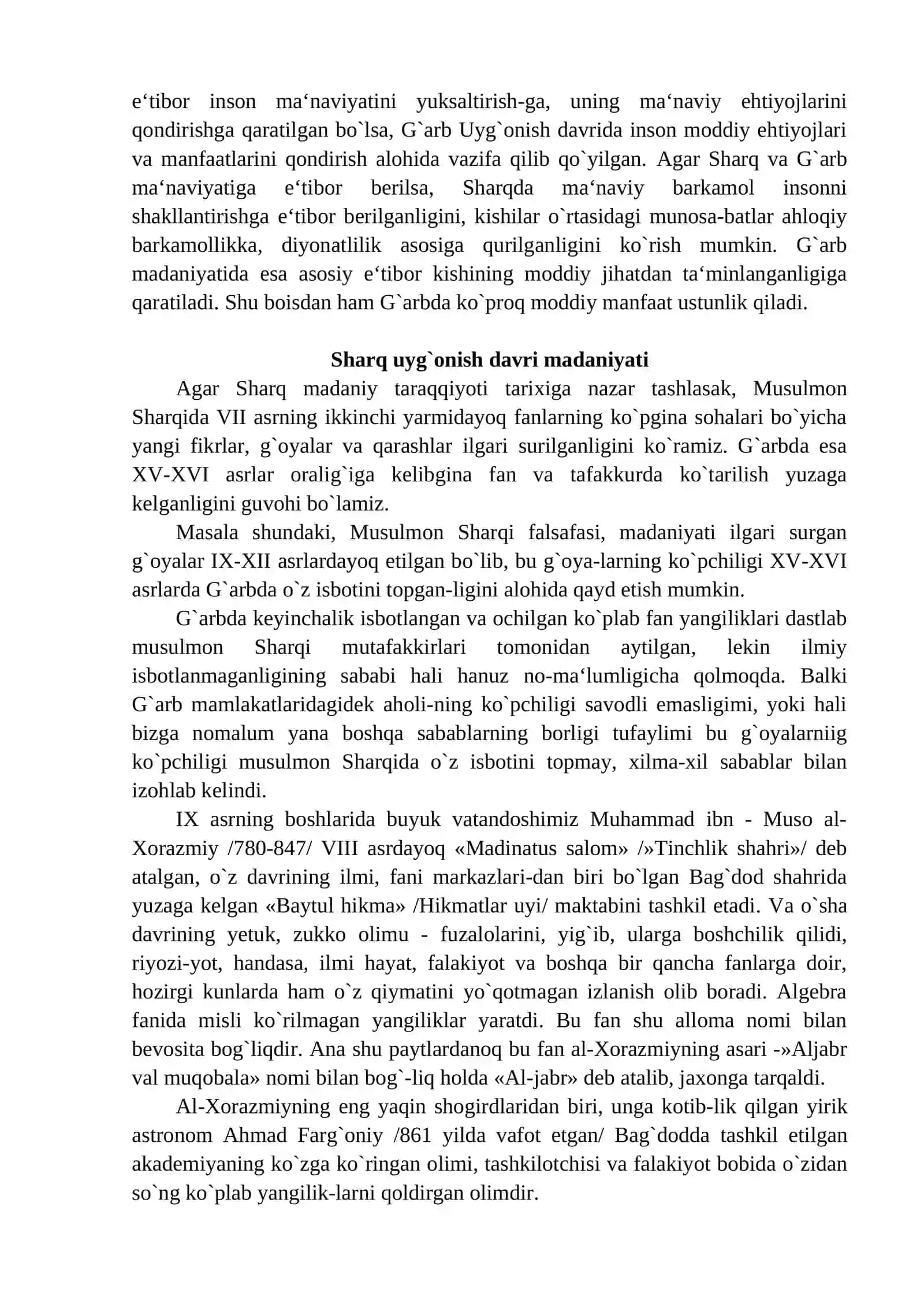 G`arbiy Osiyo xalqlarining moddiy va ma`naviy madaniyati 3