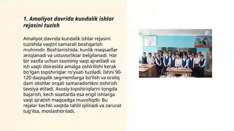 Amaliyot davrida kundalik ishlar rejasini tuzish 3