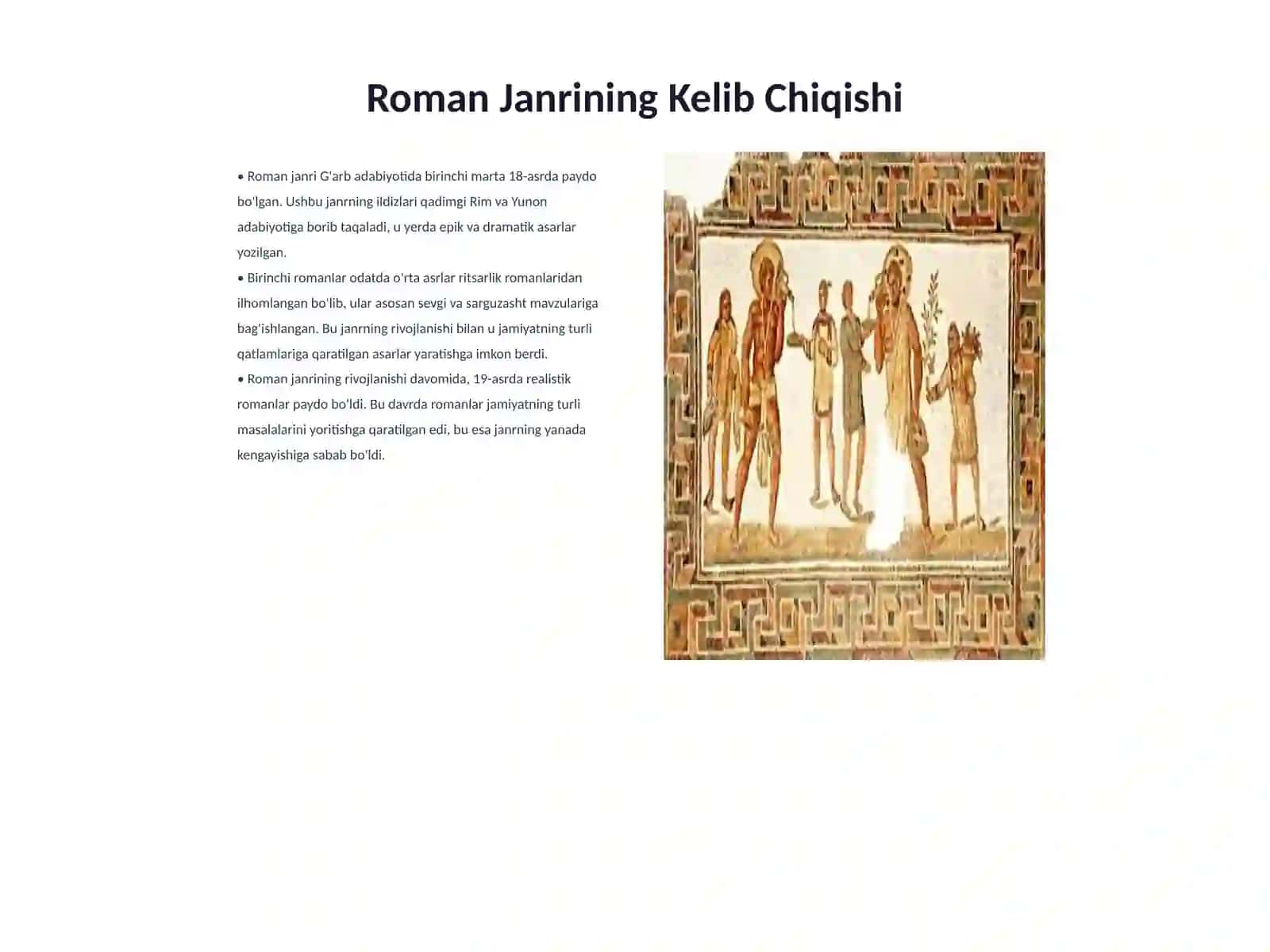 Roman janri va uning tasnifi 3