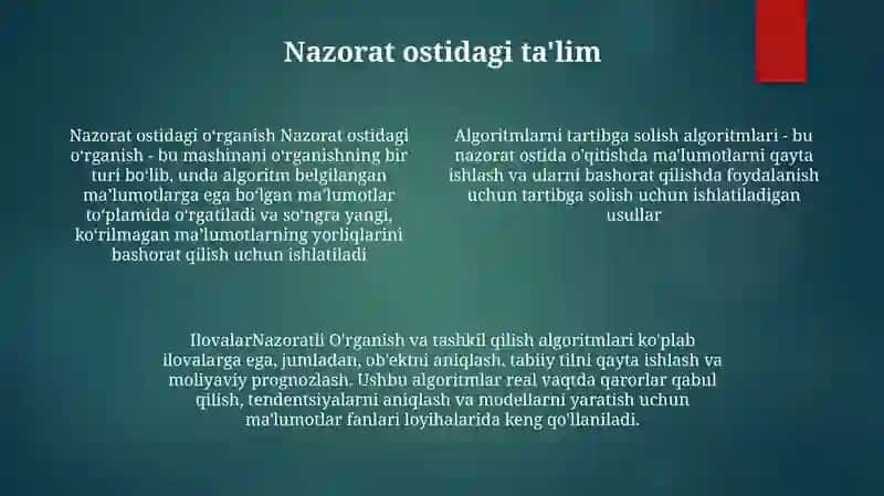 O'Rgatish Algoritmlari 3