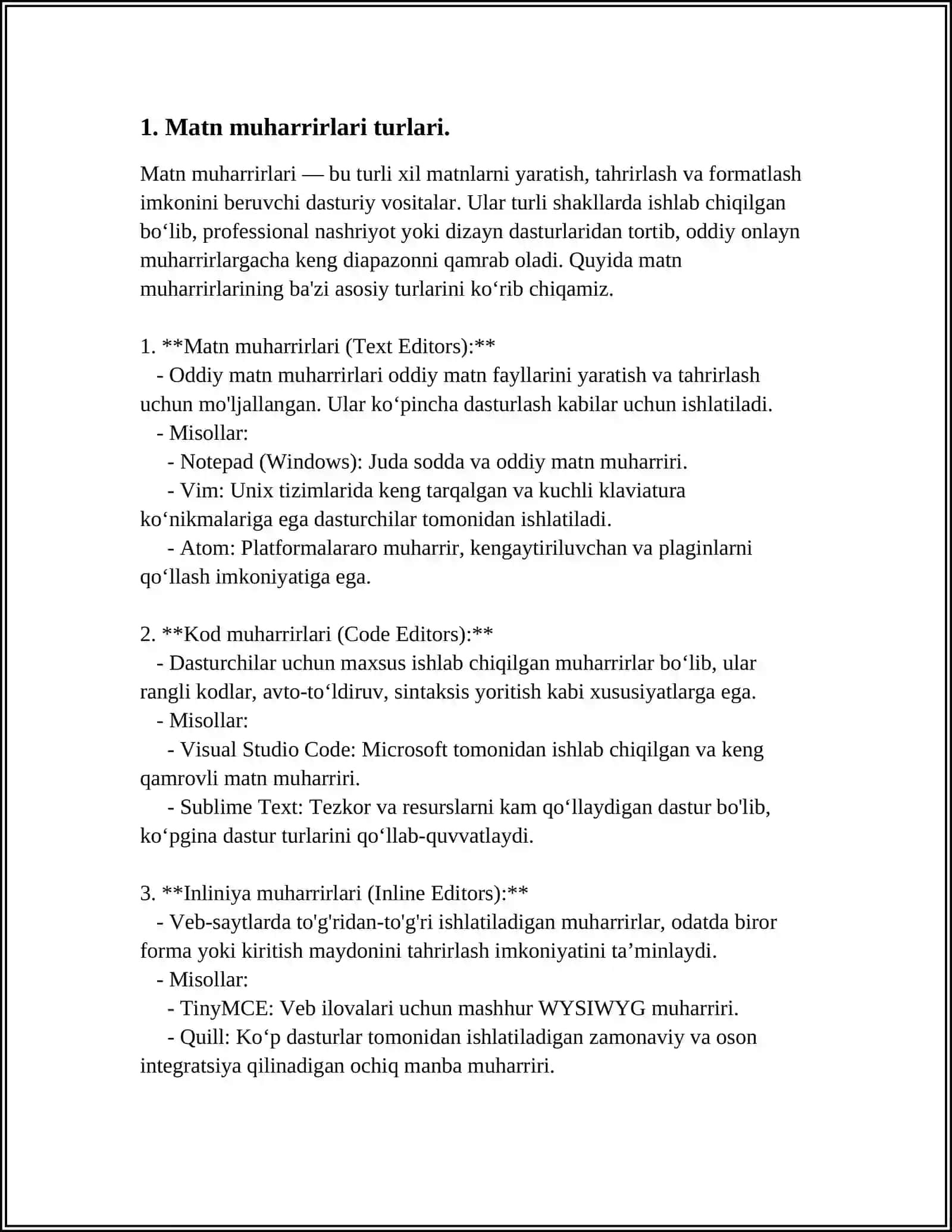 Matn muharrirlari (Text Editors) 3