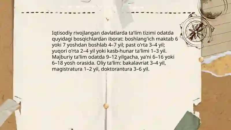 Iqtisodiy rivojlangan xorijiy davlatlarda taʼlim tizimi 3