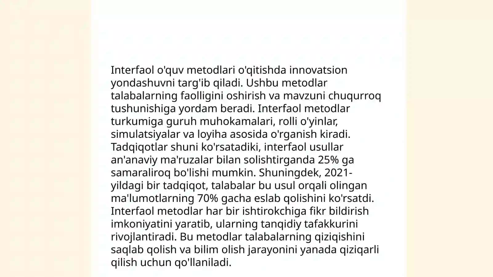 Interfaol o'quv metodlari 3
