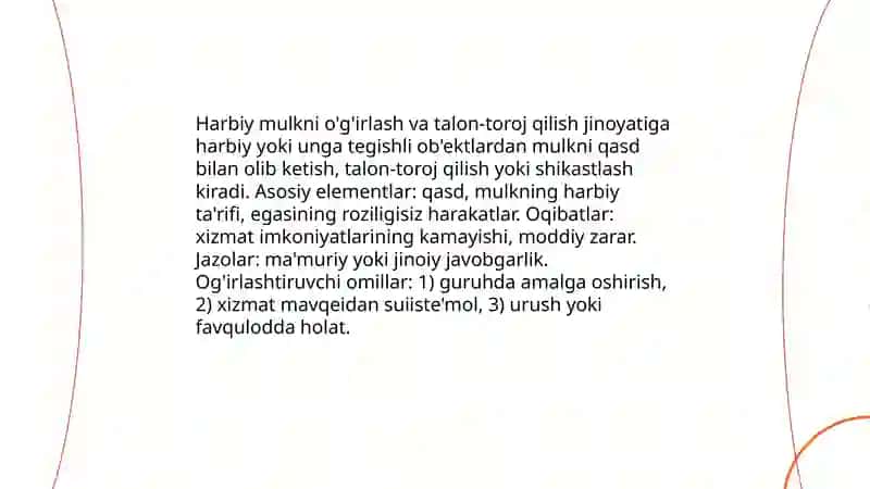 Harbiy mulkni saqlash yoki undan foydalanish tartibiga qarshi jinoyatlar 3