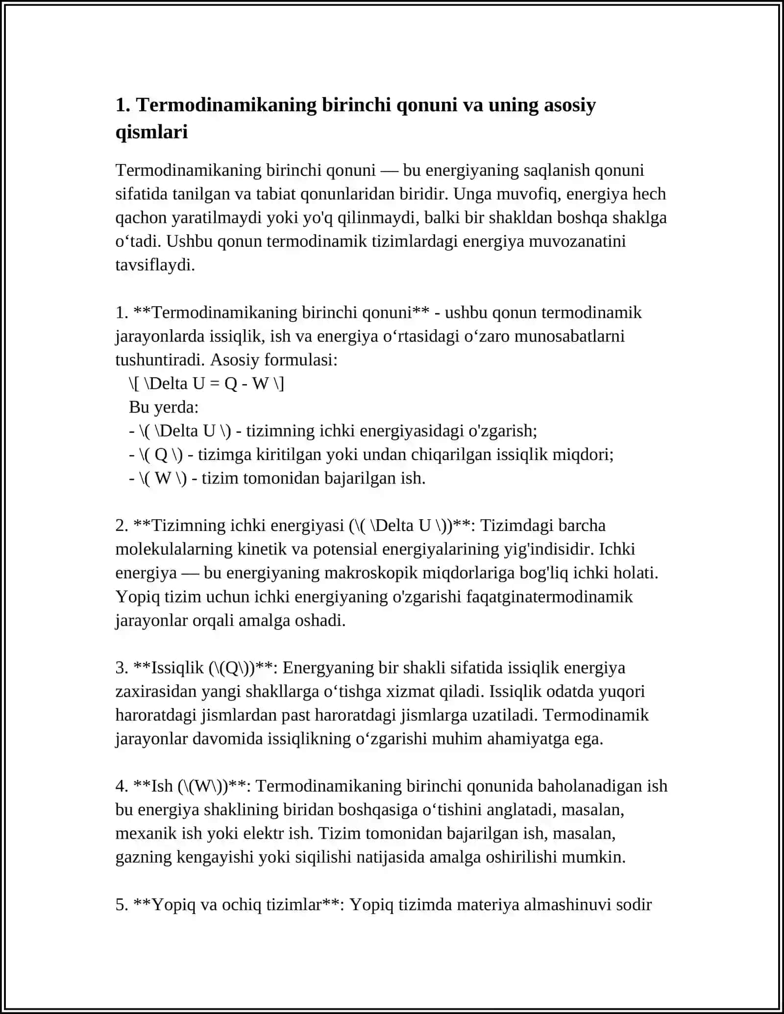 TERMODINAMIKANING BIRINCHI VA IKKINCHI QONUNLARINING MOHIYATINIIZLASH 3