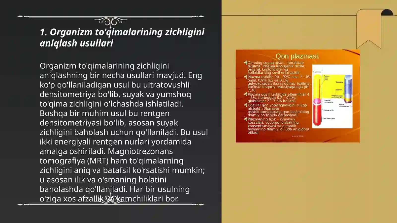 Organizm to’qimalarini va suyuq muhitlarini zichligini aniqlash 3