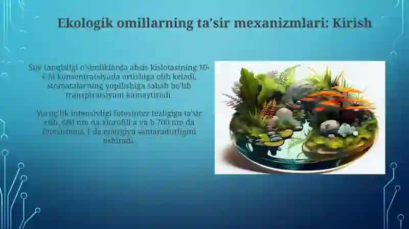 Tirik ekologik omillarning tirik organizmlarga ta'sir etish mexanizmlari 3