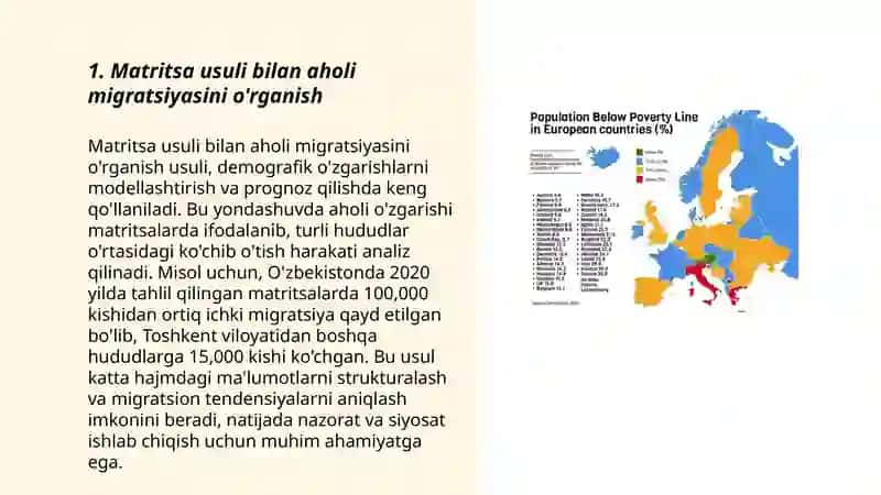 Matritsa lar yordamida aholi migratsiyasini baholash 3