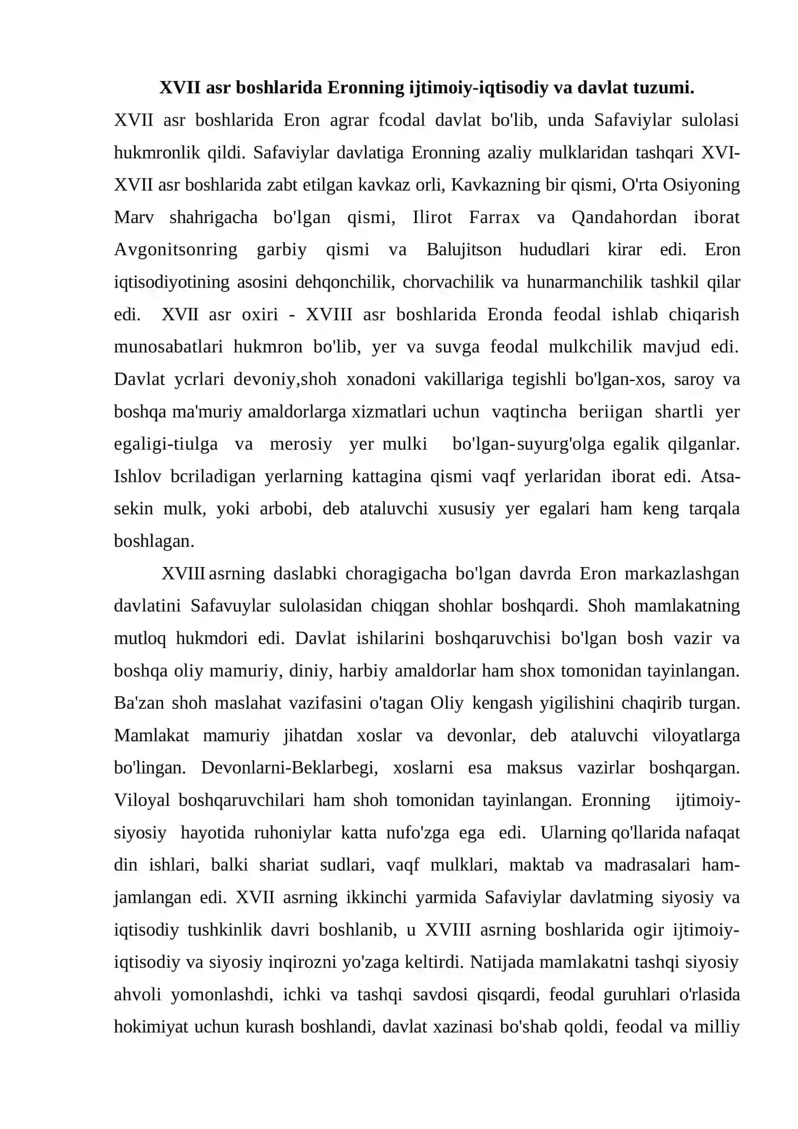 MUSTAQIL ISHI XVII ASRNING II YARMI VA XIX ASRNING I YARMIDA ERON 3