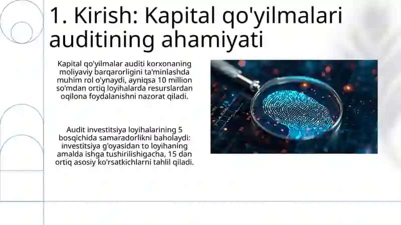 Kapital qo'yilmalari auditining axborot manbalari va vazifalari 3