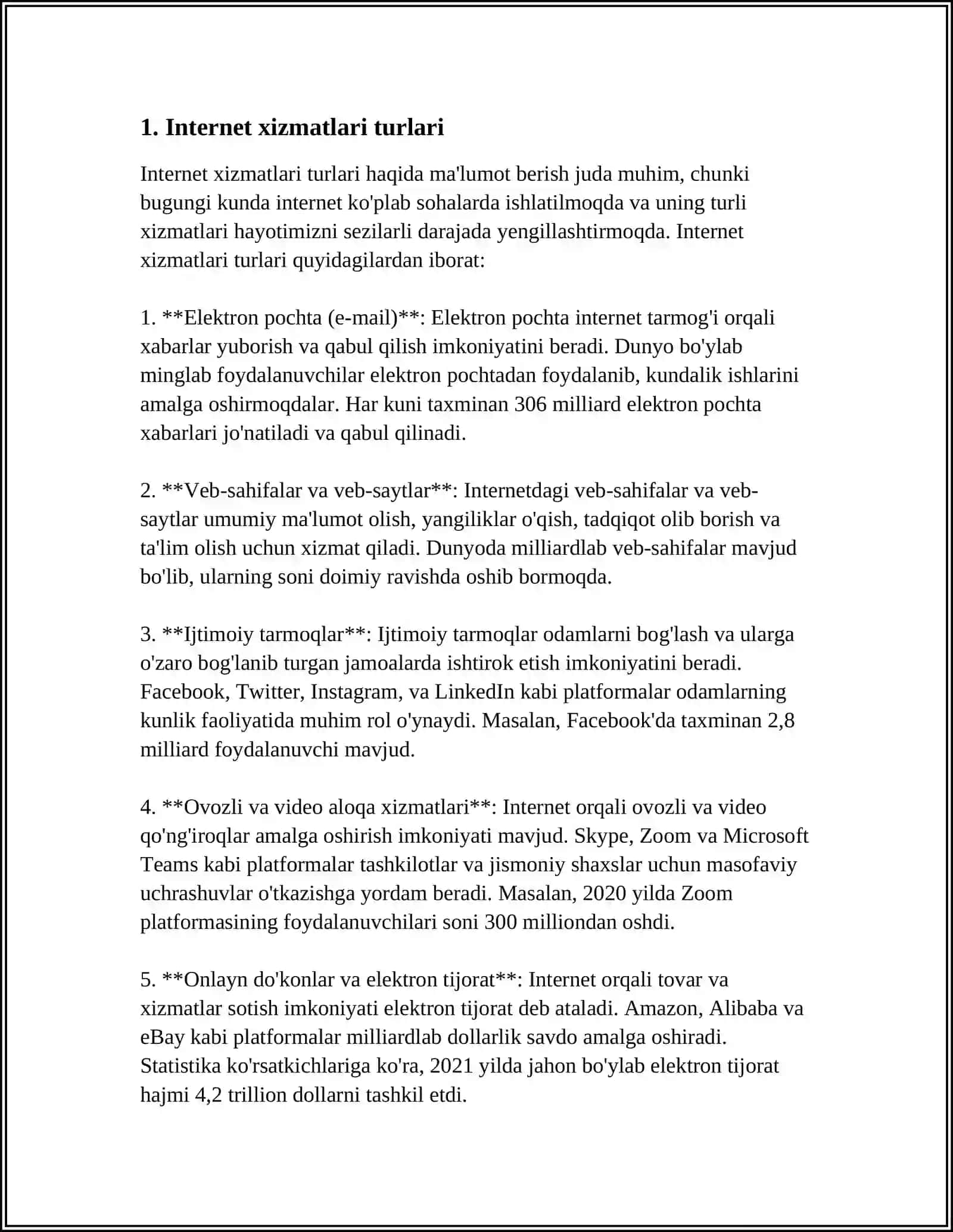 INTERNET XIZMATLARI BILAN ISHLASH 3