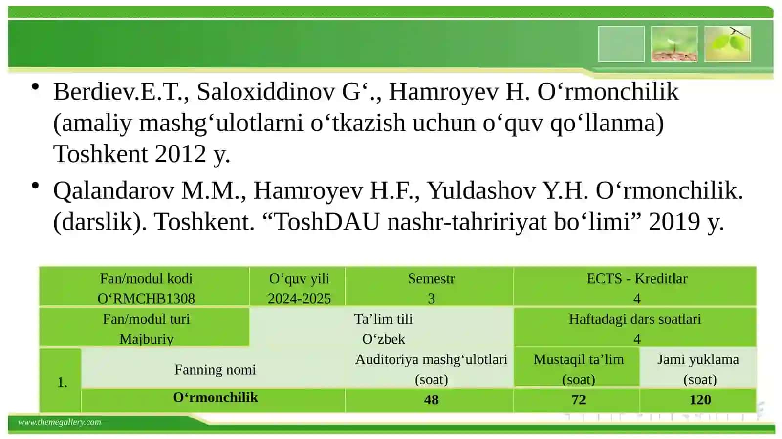 О‘rmonchilik (amaliy mashg‘ulotlarni о‘tkazish uchun о‘quv qо‘llanma) 3