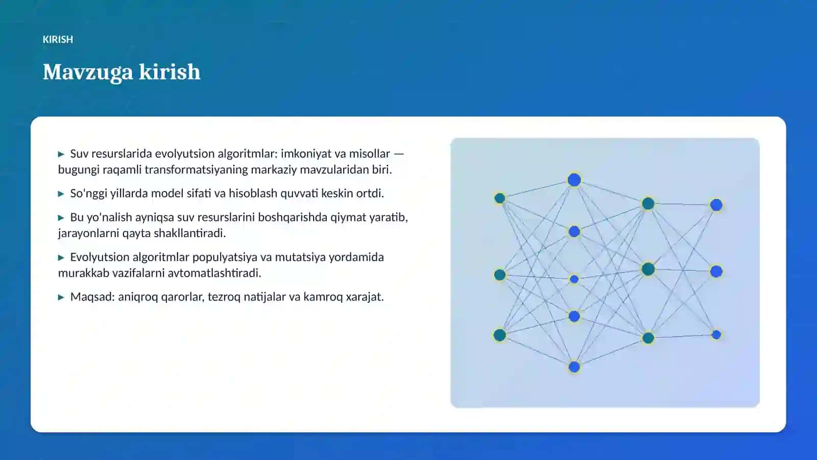 Suv resurslarida evolyutsion algoritmlar: imkoniyat va misollar 3