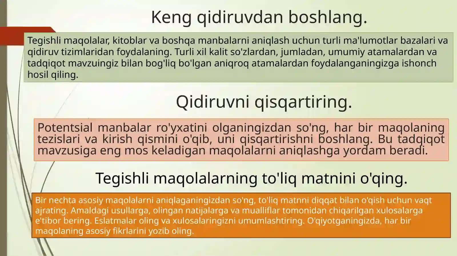 Tadqiqot mavzusi: O'zbek adabiyotlar ustida ishlash 3