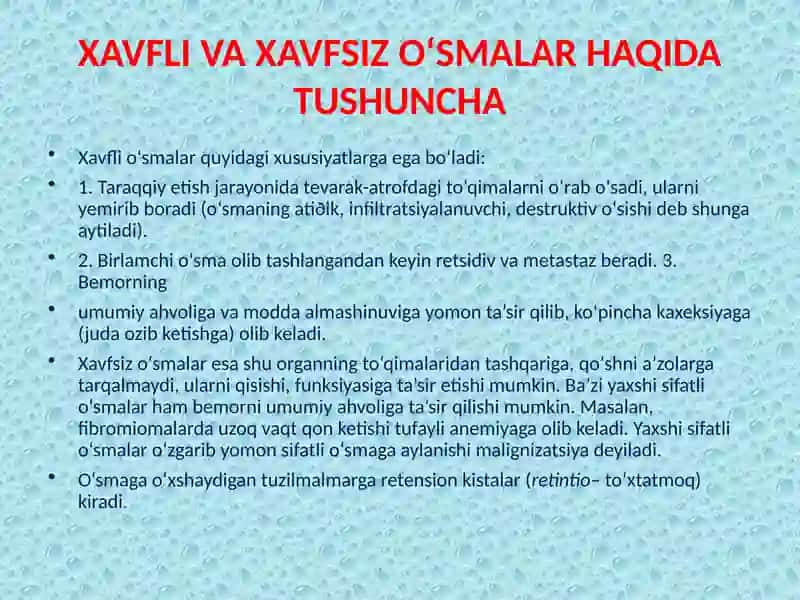 Ayollar jinsiy a'zolari va o'sma kasalliklari 3