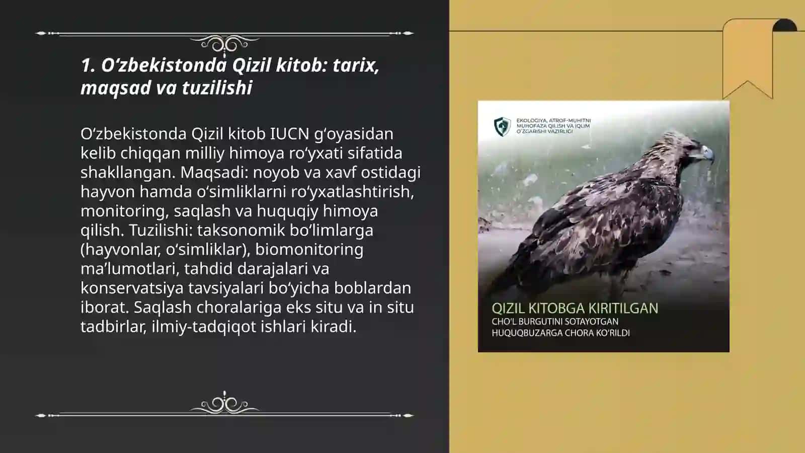 Koevalutsya va ekologiya: muanmo va yechim Oʻzbekistonda qizil kitobiga kiritilgan hayvonlar va oʻsimliklar haqida maʼlumot 3