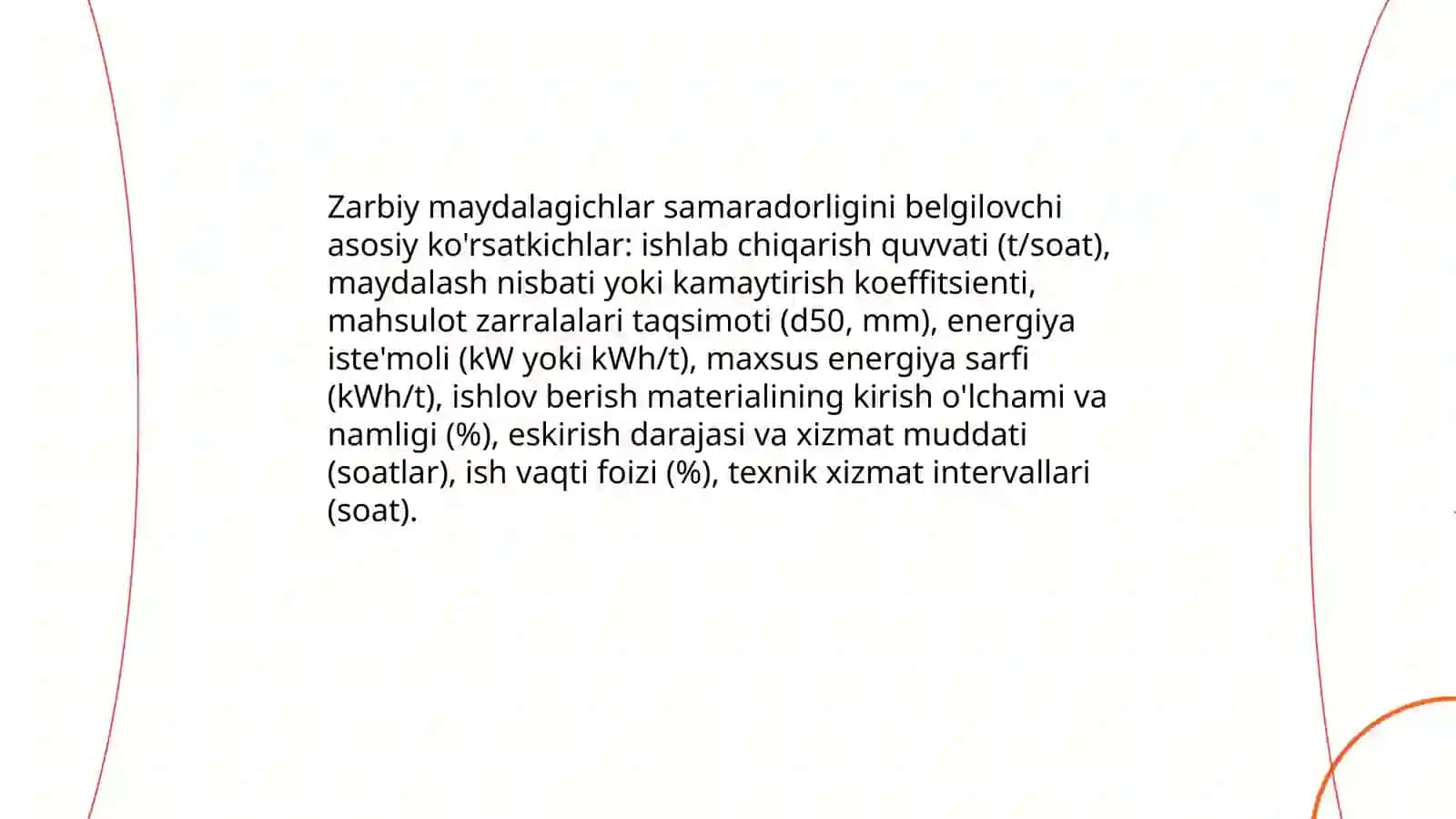 Zarbiy maydalagichlar unumdorligi 3
