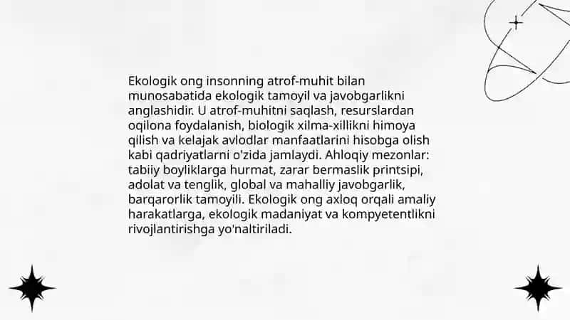 Ekologik ong ahloq va komptentlik 3
