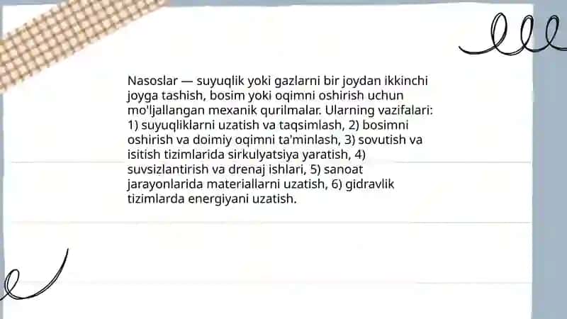 Nasoslar va ularning vazifalari 3