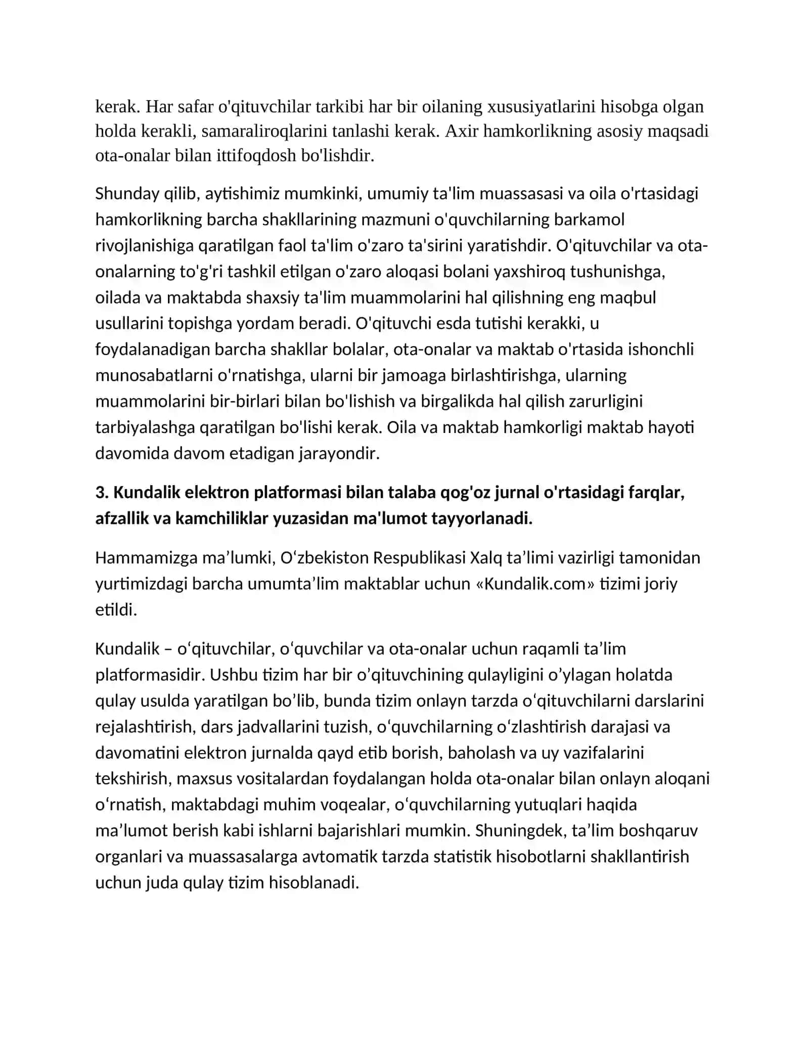 Kundalik elektron platformasida ish tartibi bo'yicha seminar 3