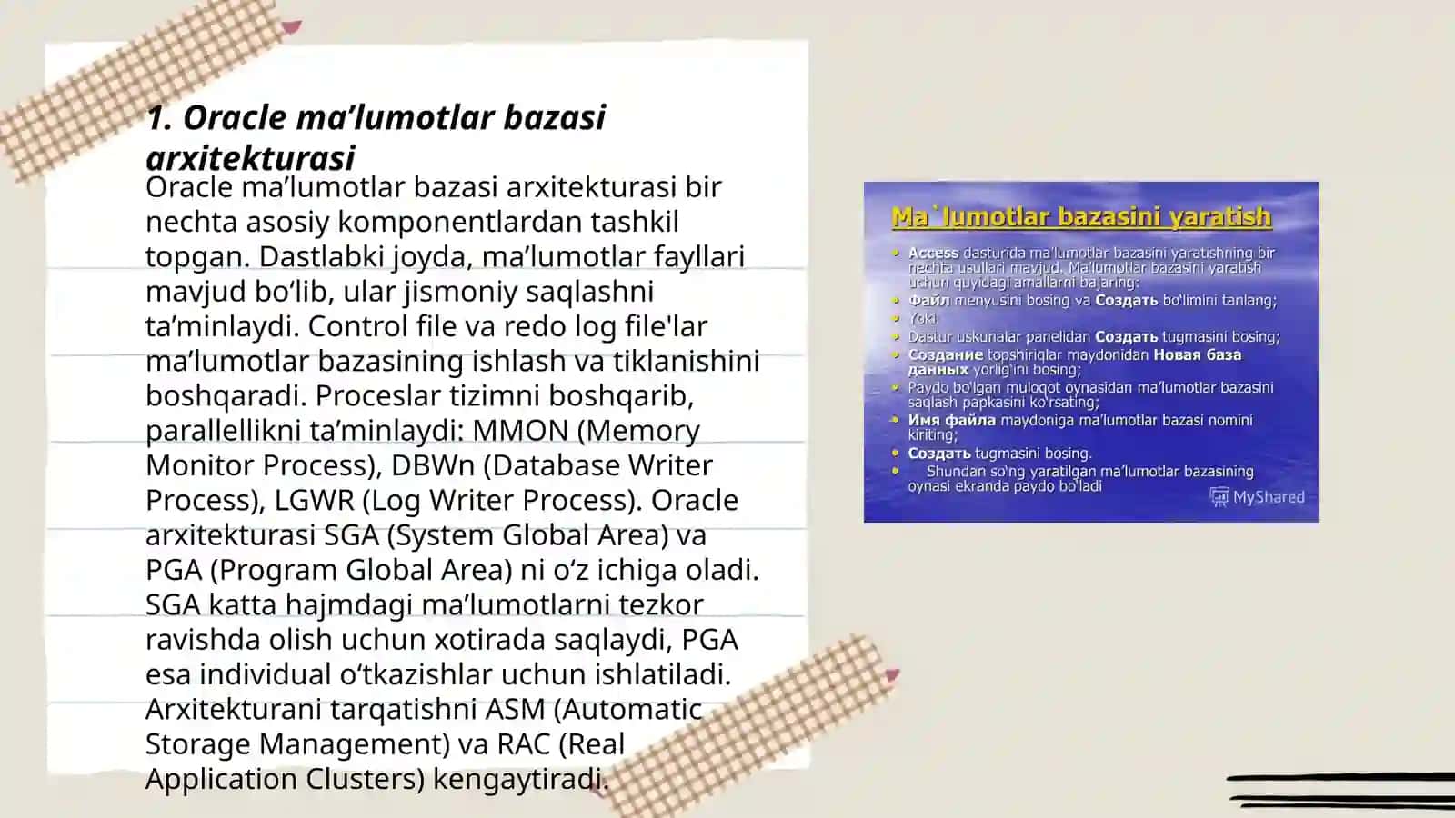 Oracle ma'lumotlar bazasini boshqarish tizimlari 3